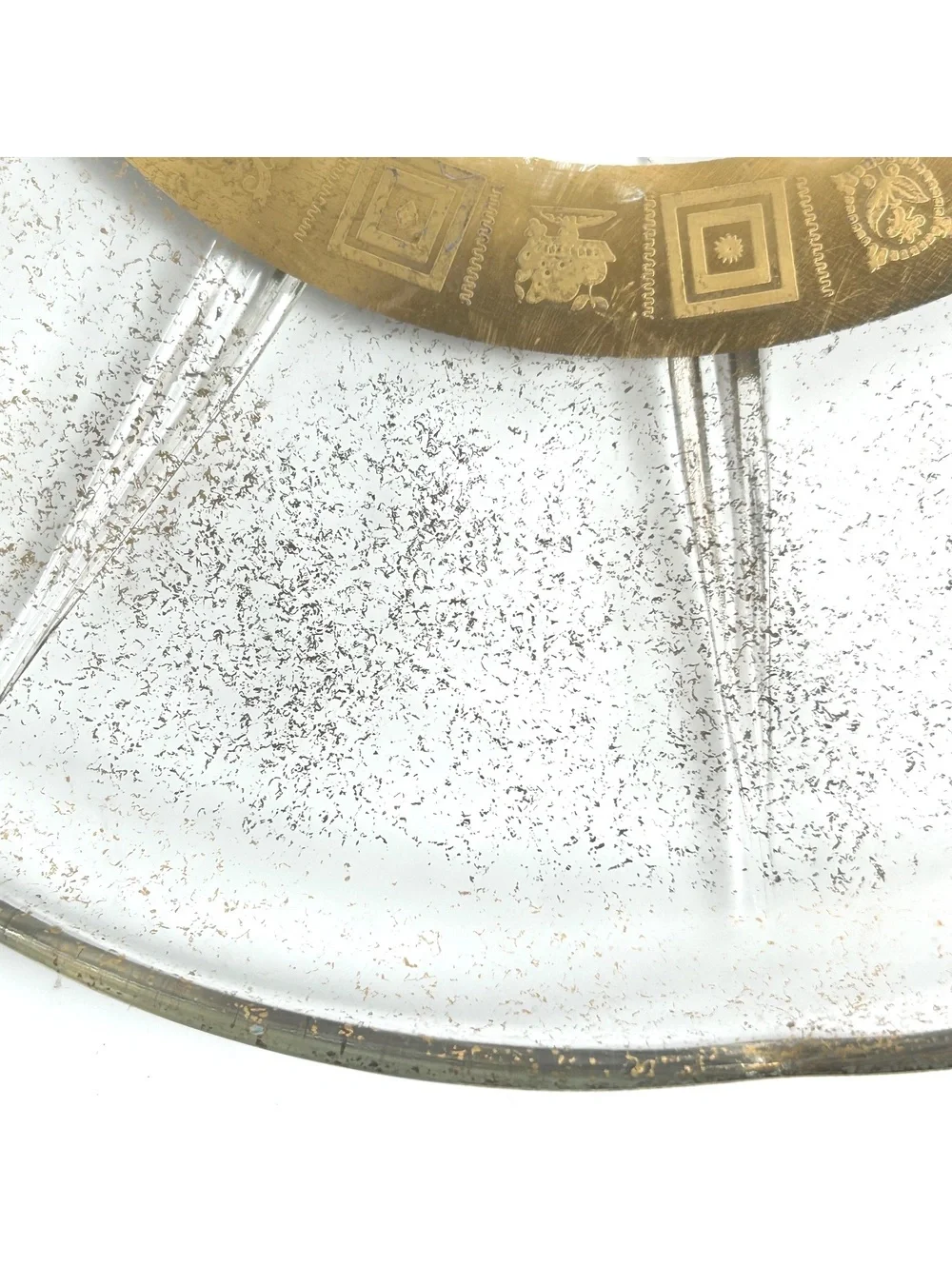 Vintage Glass Serving Plate with Gold Decorative Trim